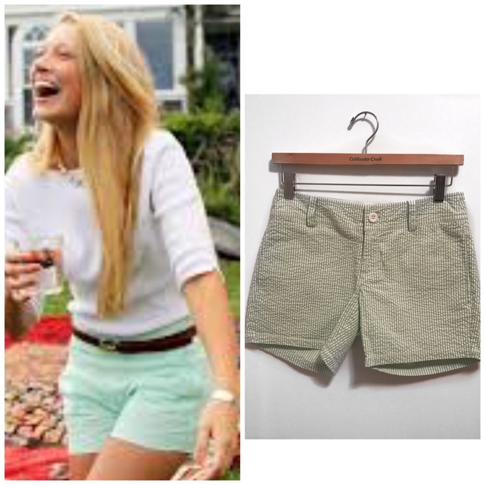 Lilly Pulitzer Green Seersucker Shorts-XS EUC